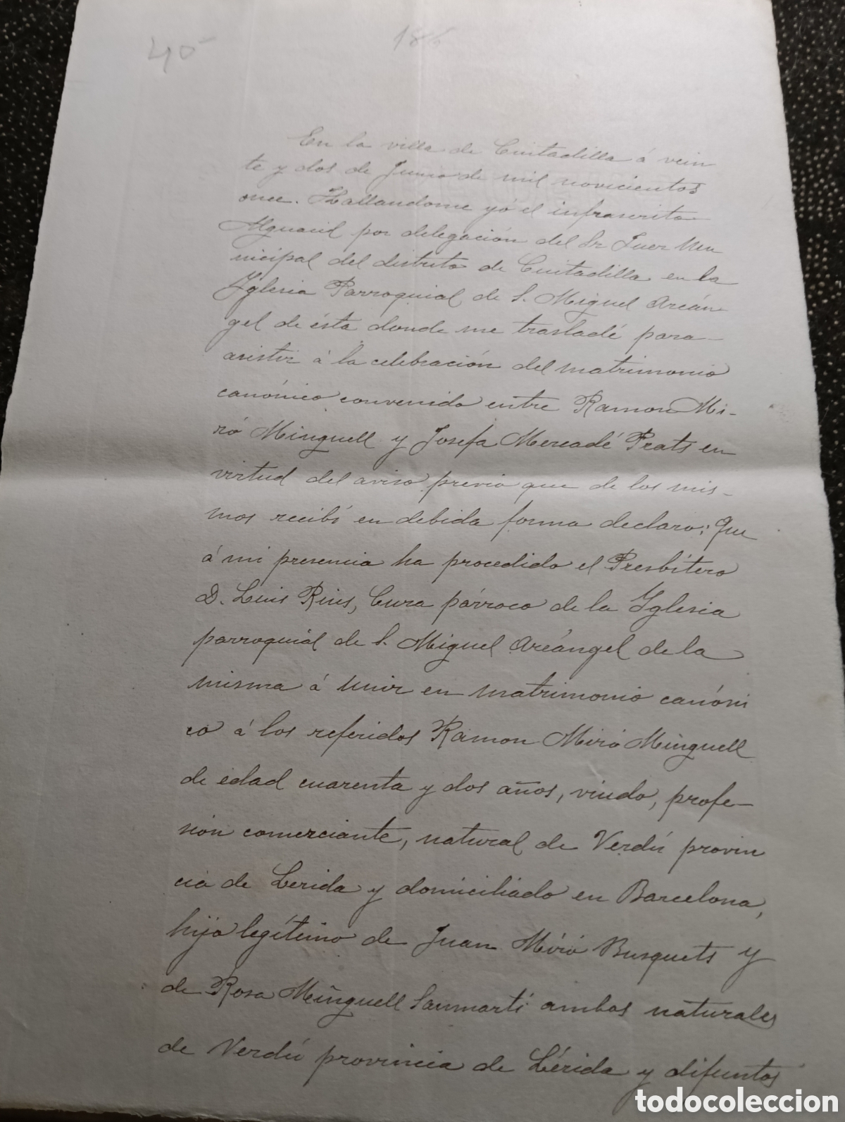 Manuscritos antiguos: Manuscrito del a&ntilde;o 1911 de la poblaci&oacute;n de Ciudadilla, provincia de L&eacute;rida