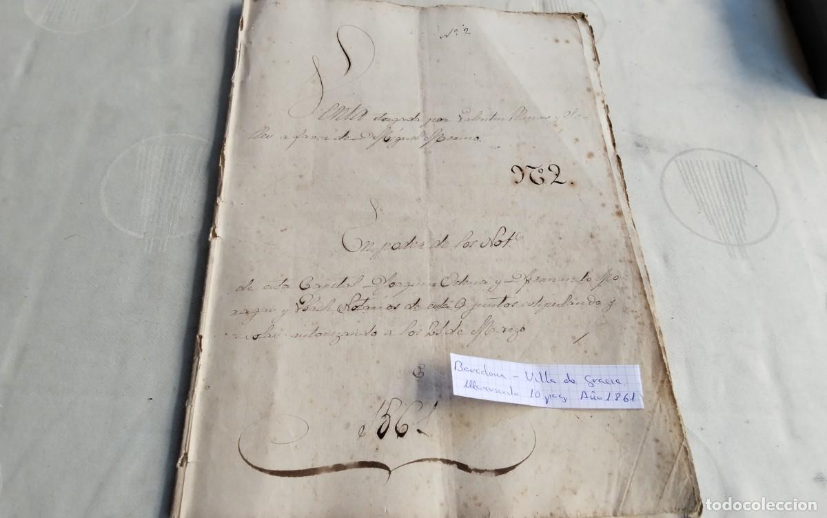 Manuscritos antiguos: BARCELONA -VILLA DE GRACIA MANUSCRITO CON TIMBROLOGIA A&Ntilde;O 1861 , 10 PAG