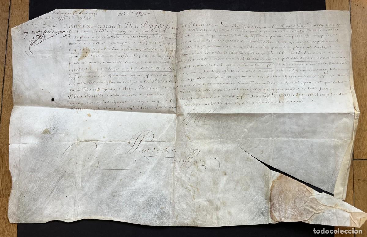Manuscritos antiguos: LOUIS XIV &ndash; Carta firmada &ndash; Nombramiento y ascenso &ndash; 1681