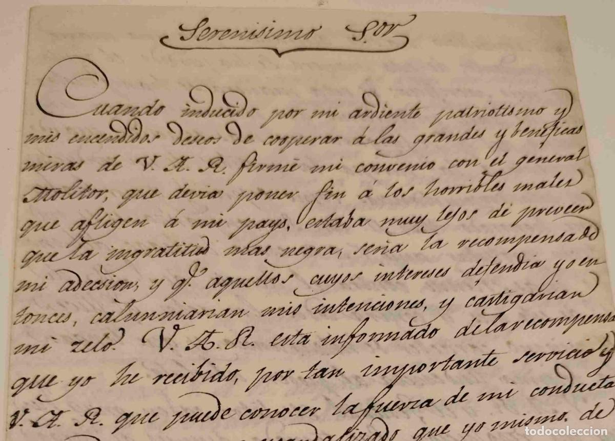 Manuscritos antiguos: 1823 CARTA DE FRANCISCO BALLESTEROS AL DUQUE DE ANGULEMA SOLICITANDO PROTECCION Y ASILO - LEER