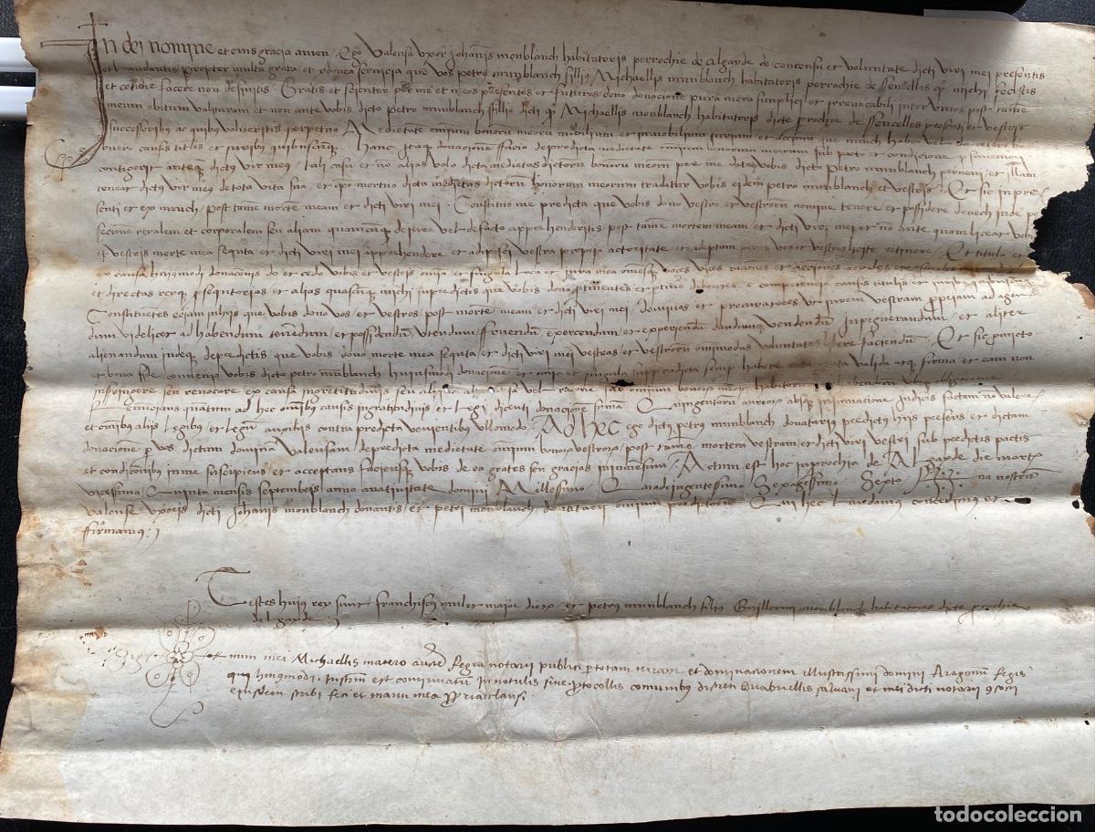 Manuscritos antiguos: 1476 MANUSCRITO SOBRE PERGAMINO PROBABLEMENTE DE BALEARES VILLA CENTELLES