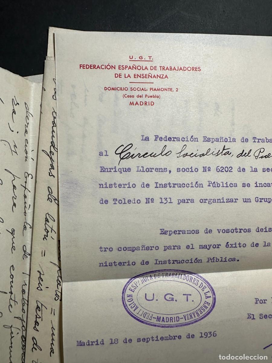 Manuscrits anciens: REPUBLICA ESPA&Ntilde;OLA - CIRCULO SOCIALISTA - FORMACI&Oacute;N DE UN COLEGIO - UGT