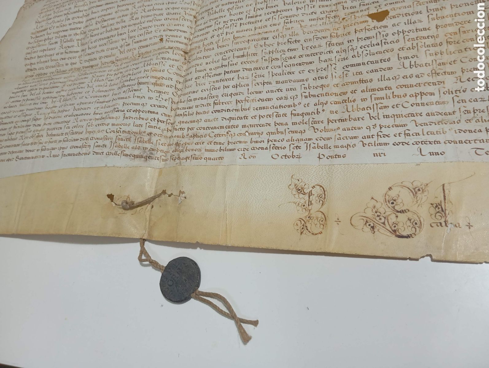 Manuscritos antiguos: Bula papal Gregorio XIII. Completa con sello - Foto 3