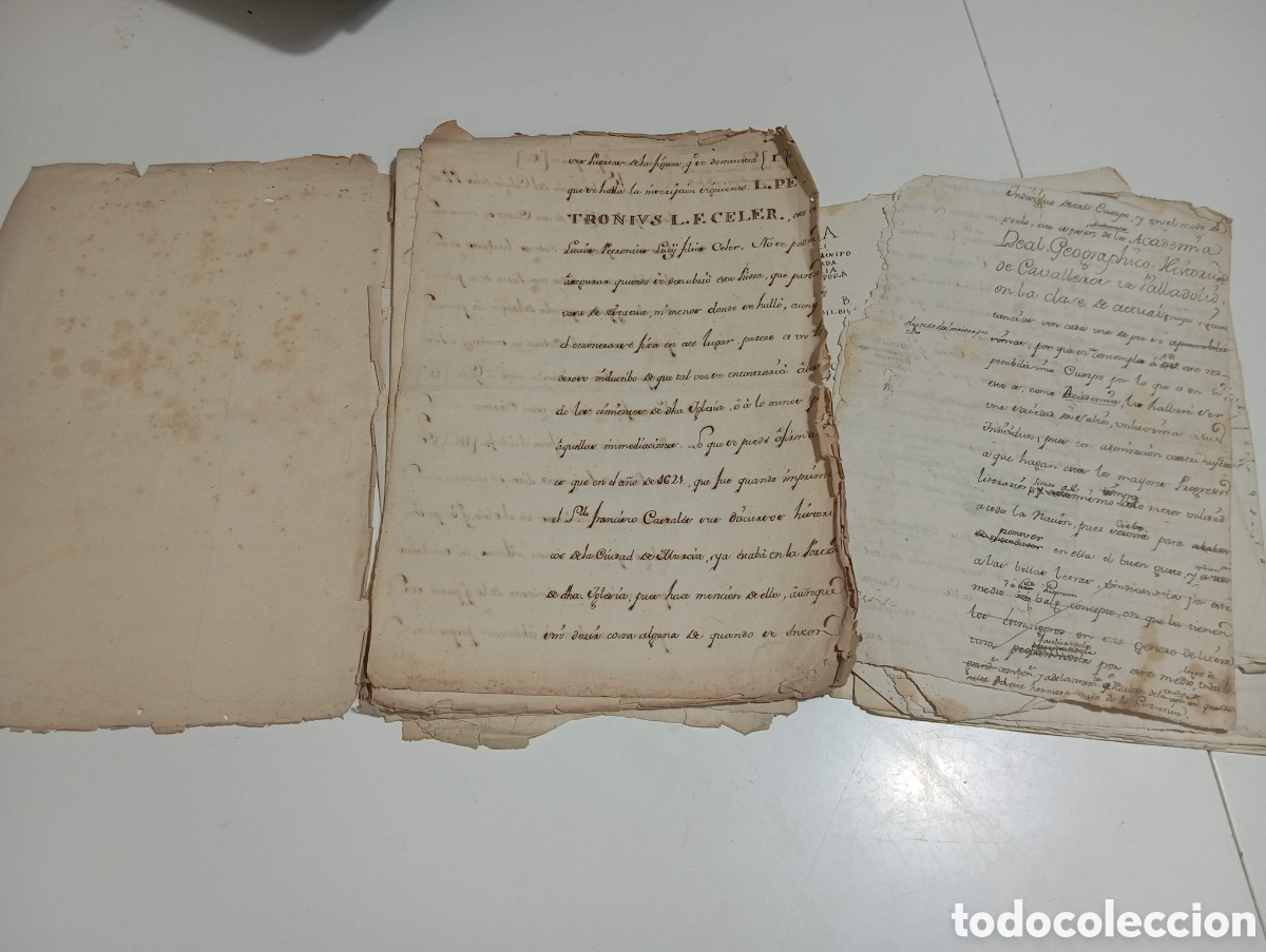 Manuscritos antiguos: P&aacute;ginas aut&oacute;grafas Joaqu&iacute;n Saurin Robles (Murcia) Riquelme. XVIII