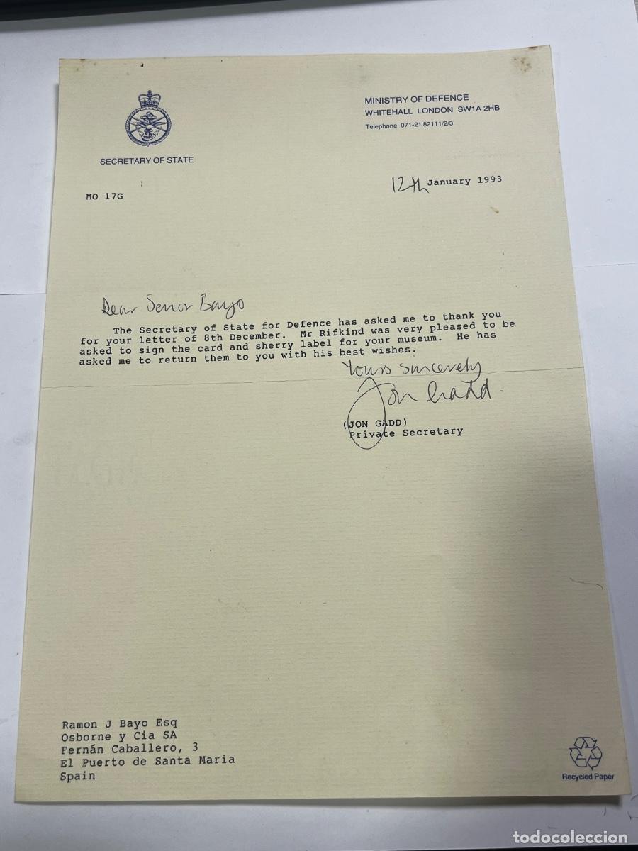 Manuscritos antiguos: MINISTERIO DE DEFENSA. LONDRES. FIRMA DEL SECRETARIO PRIVADO.
