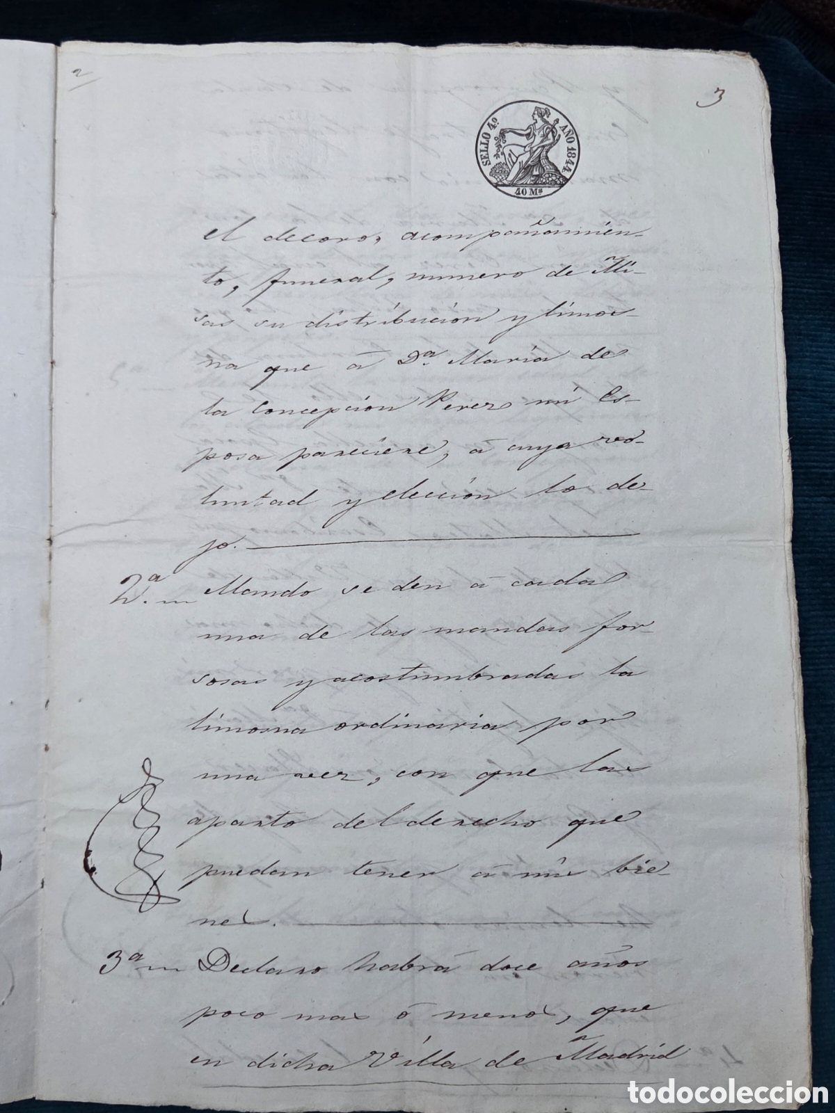 Manuscritos antiguos: SEVILLA 1844 TESTAMENTO - Foto 3