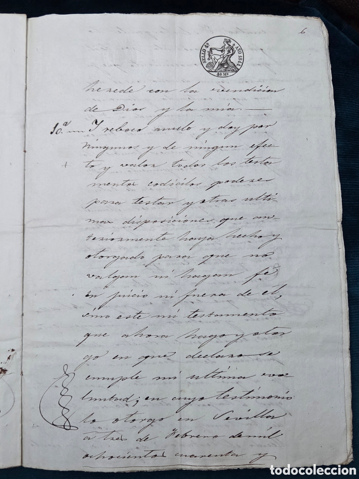 Manuscritos antiguos: SEVILLA 1844 TESTAMENTO - Foto 5