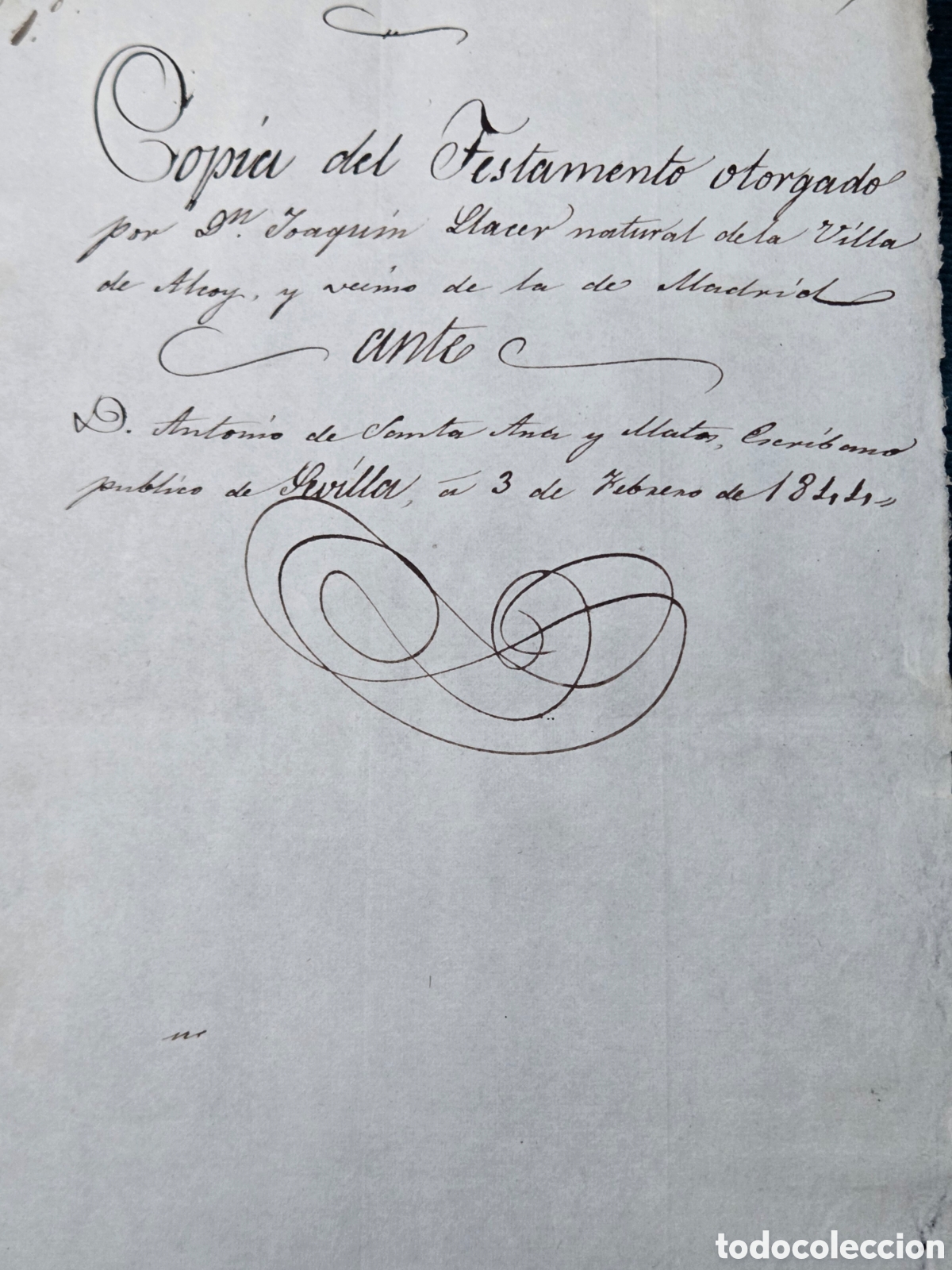 Manuscritos antiguos: SEVILLA 1844 TESTAMENTO - Foto 8
