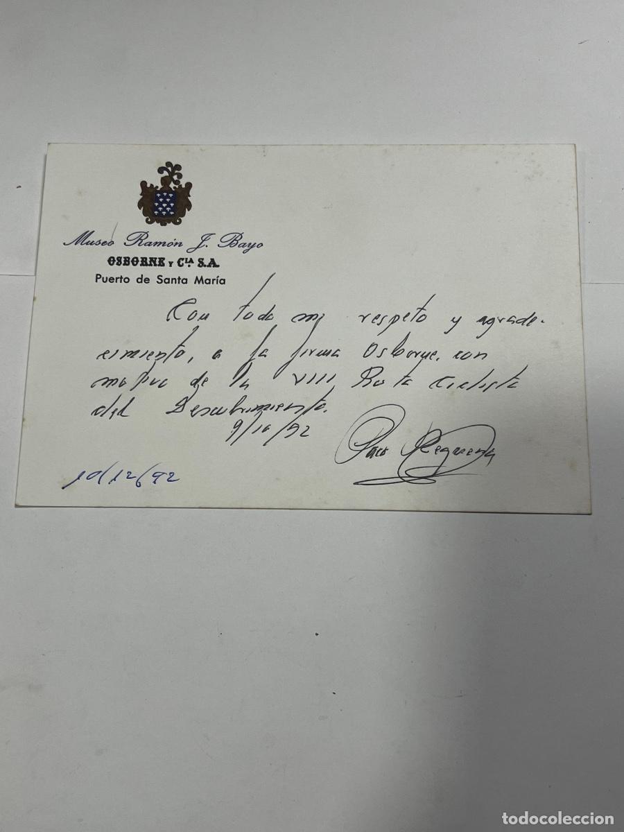 Manuscritos antiguos: TARJETA DEDICADA Y FIRMADA. PABLO REGUERA. 1992. CICLISTA.