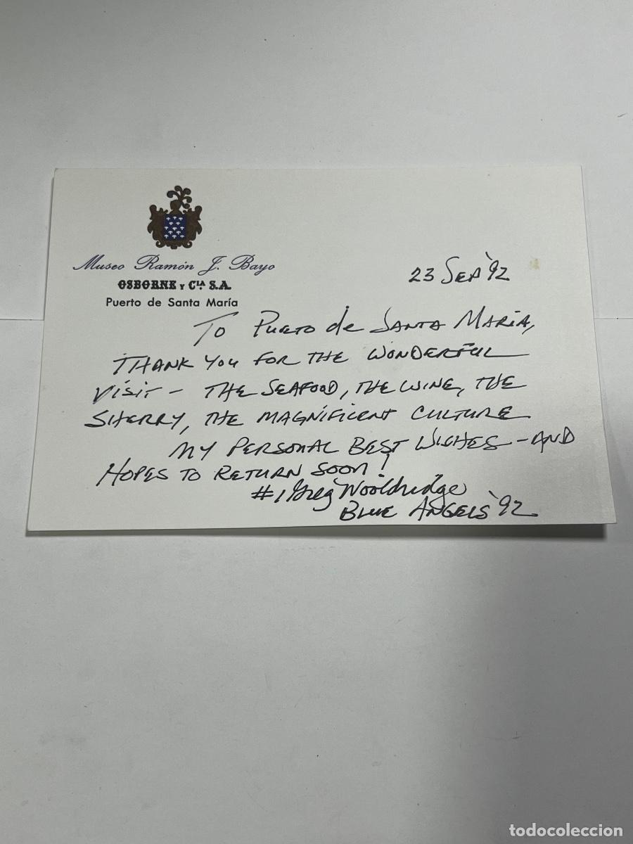 Manuscritos antiguos: TARJETA. COMANDANTE GREG WOOLDRIDGE. BLUE ANGEL 1992. US NAVY.