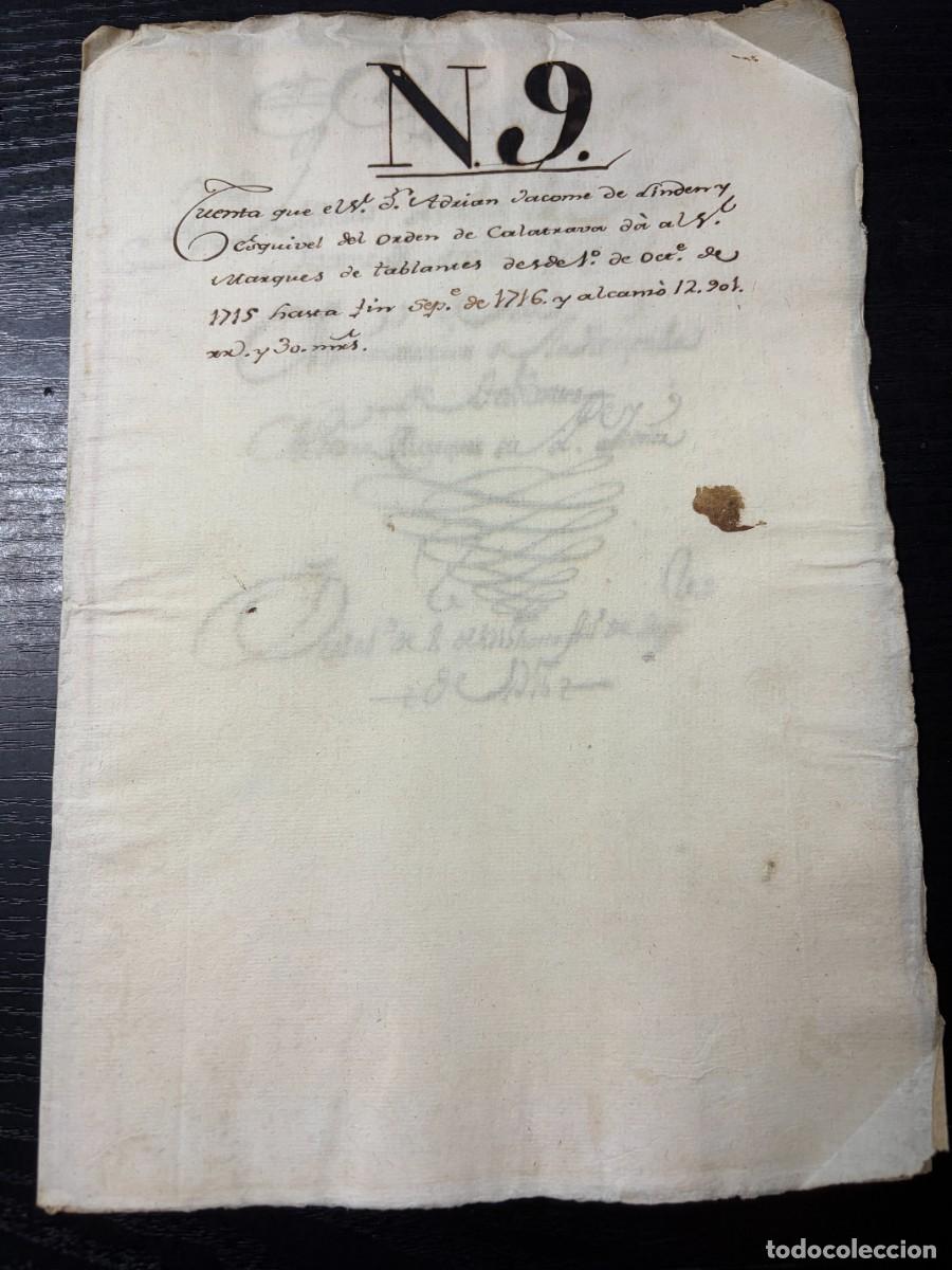 Manuscritos antiguos: SEVILLA, 1715-1716. MANUSCRITO DE CUENTAS DEL MARQU&Eacute;S DE TABLANTES. SIGLO XVIII