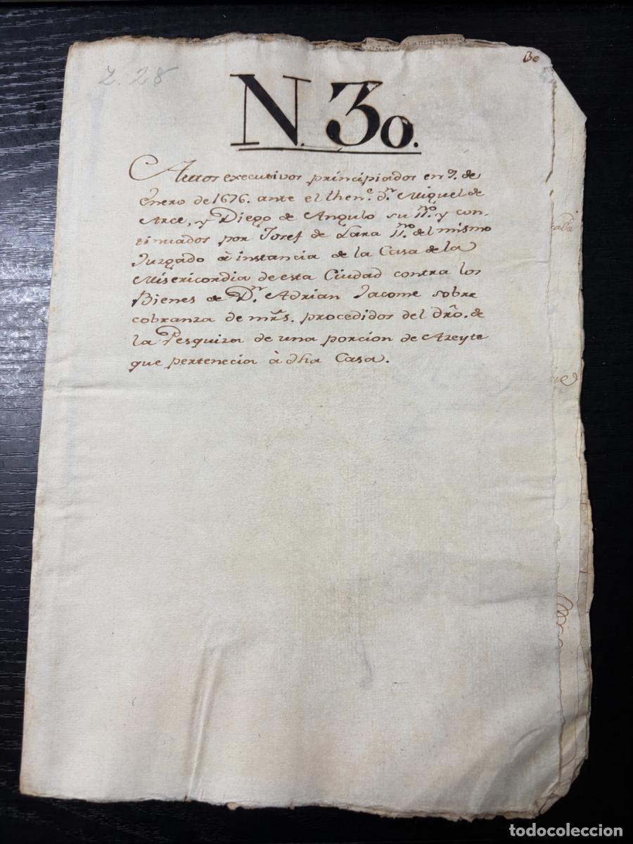 Manuscritos antiguos: SEVILLA, 1676. AUTOS EJECUTIVOS CONTRA ADRI&Aacute;N J&Aacute;COME.4 SELLOS PARA POBRES Y 3 DE DESPACHOS DE OFICIO