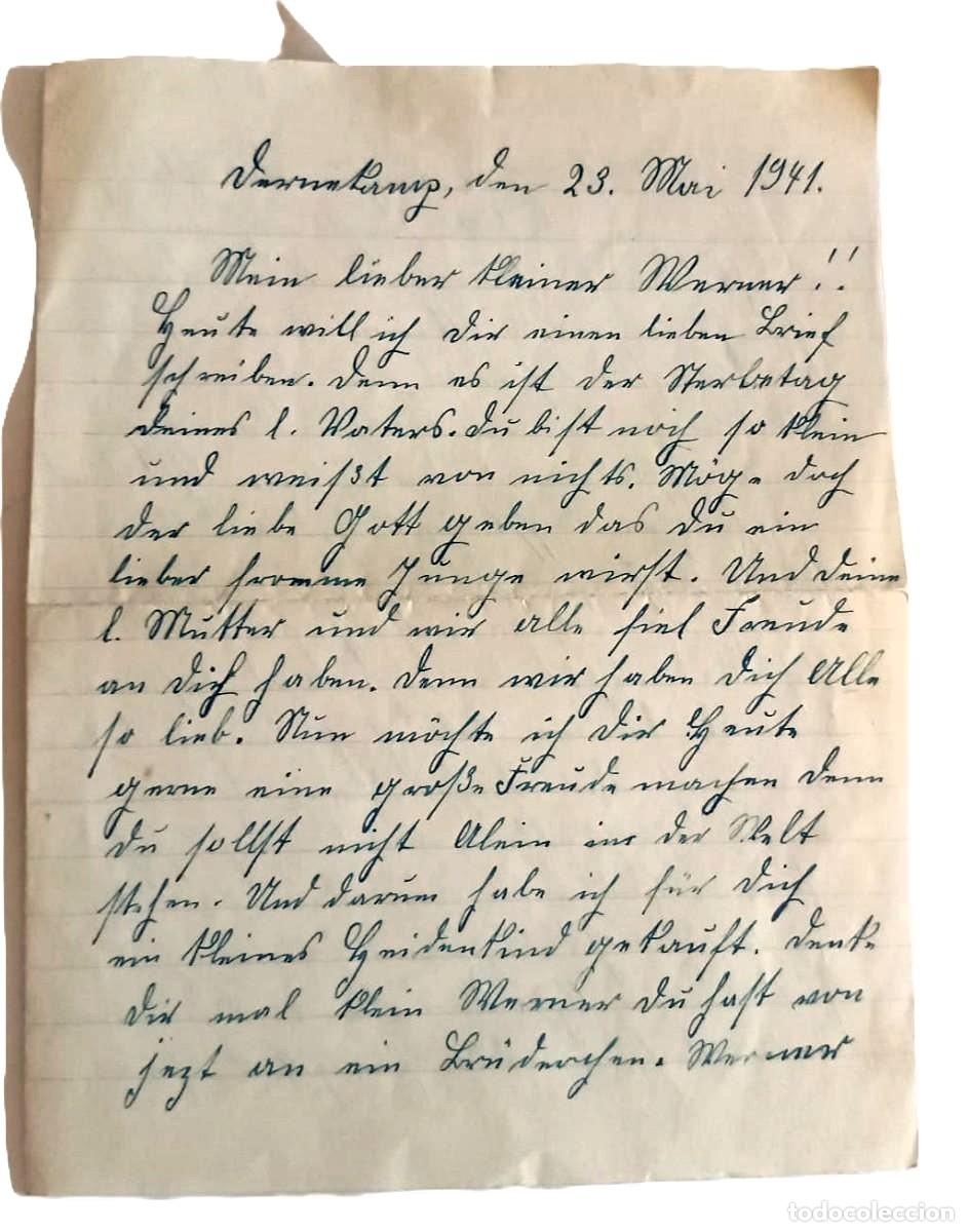 Ancient Manuscripts: Carta manuscrita antigua fechada en 1941 en Alemania. Segunda Guerra Mundial.