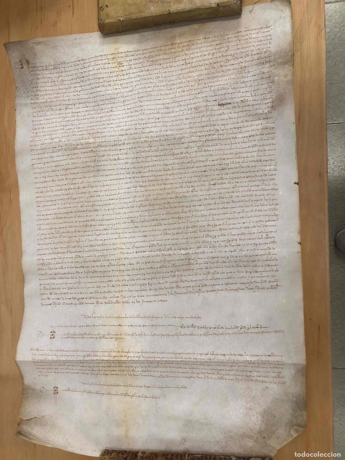 Manuscritos antiguos: OPERACION DE COMPRA VENTA Y TRANSMISION DE BIENES. GERONA. 14 DE JULIO DE 1359