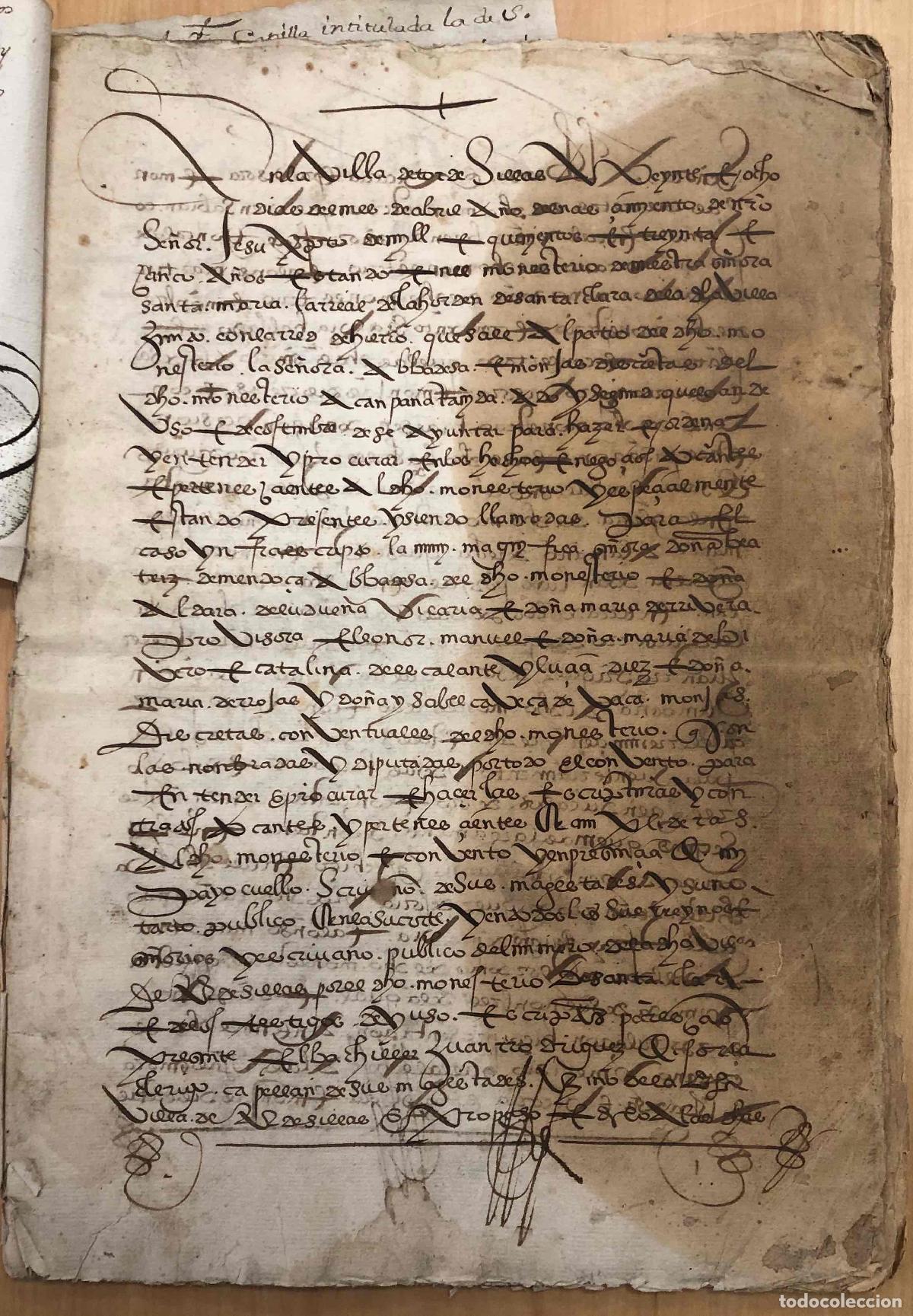 Manuscritos antiguos: TORDESILLAS. MONASTERIO DE SANTA CLARA. ESCRITURA DE CESION DE UNA CAPILLA. A&Ntilde;O 1535