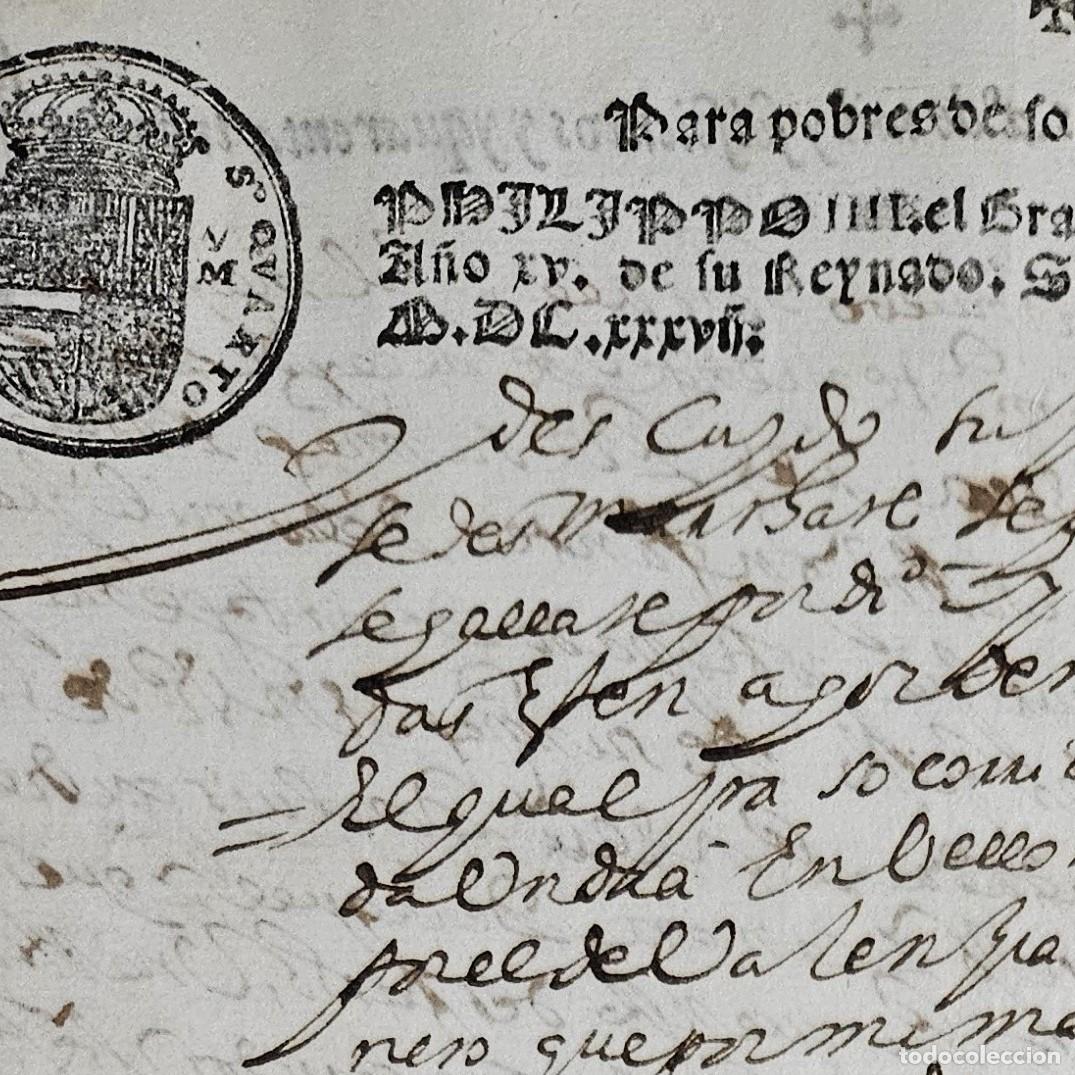 Manuscritos antiguos: PAPEL SELLADO-SELLO 1637 PARA POBRES DE SOLEMNIDAD-CARTA COMISION SALVOCONDUCTO-GUERRA CATALU&Ntilde;A-1643