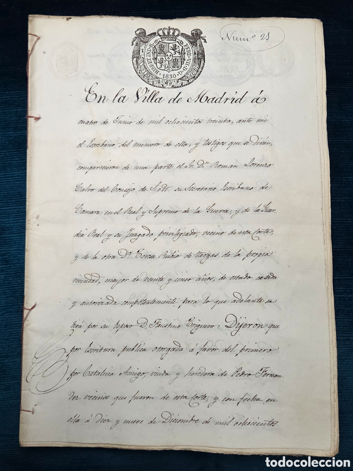 Ancient Manuscripts: MADRID 1830 ESCRITURA DE ADJUDICACI&Oacute;N DE CASA