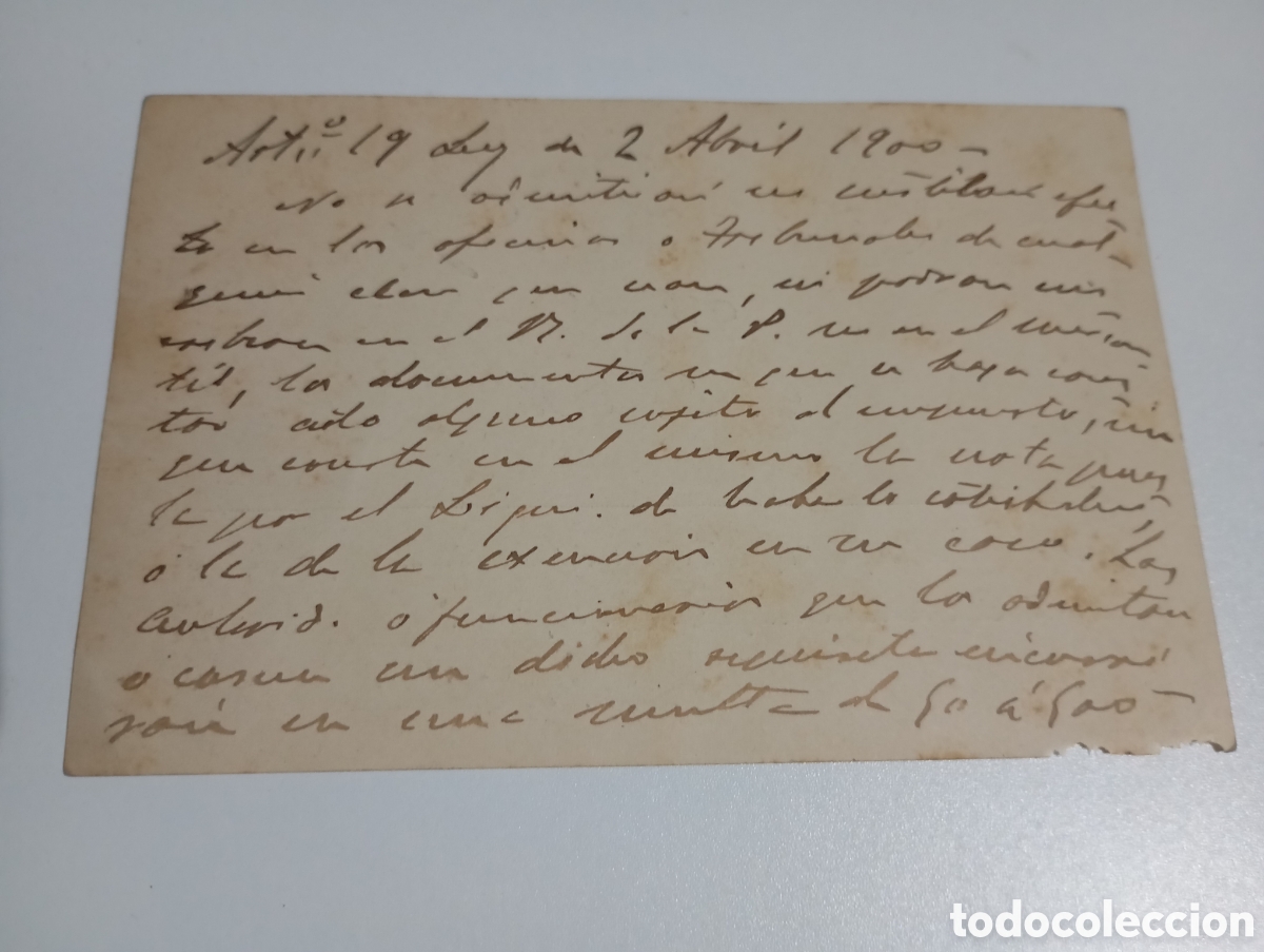 Manuscritos antiguos: L&eacute;rida Lleida 1903 Tarjeta Abogado Jos&eacute; Arri&uacute; Lag&eacute;r Anotaciones manuscritas Ley Timbre Impuesto