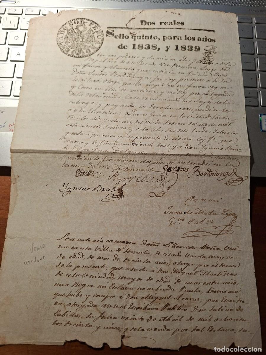 Manuscritos antiguos: VENTA DE ESCLAVA 1839 - Foto 2