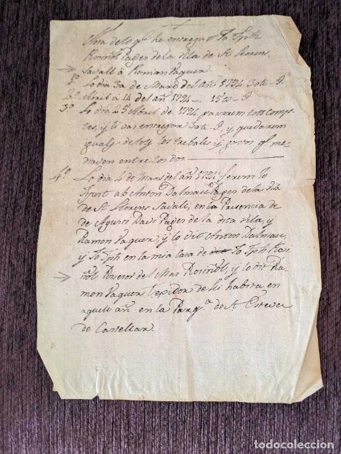 Manuscritos antiguos: Manuscrito de Sant LLoren&ccedil; Savall, Mas Rosi&ntilde;ol Anton Dalmau 1794