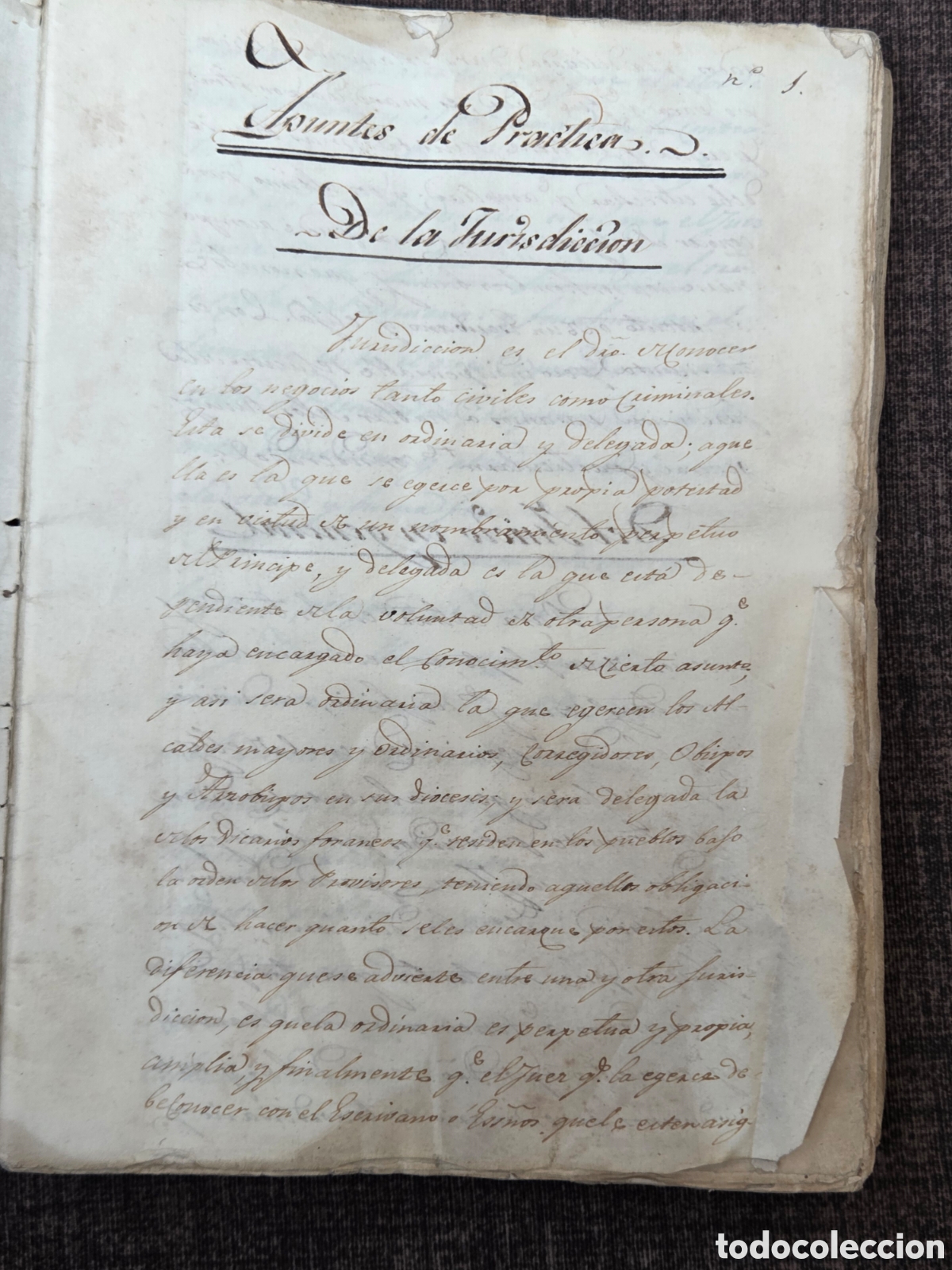 Ancient Manuscripts: APUNTES MANUSCRITOS DE DERECHO SIGLO XIX Pr&aacute;ctica de la Jurisdicci&oacute;n.