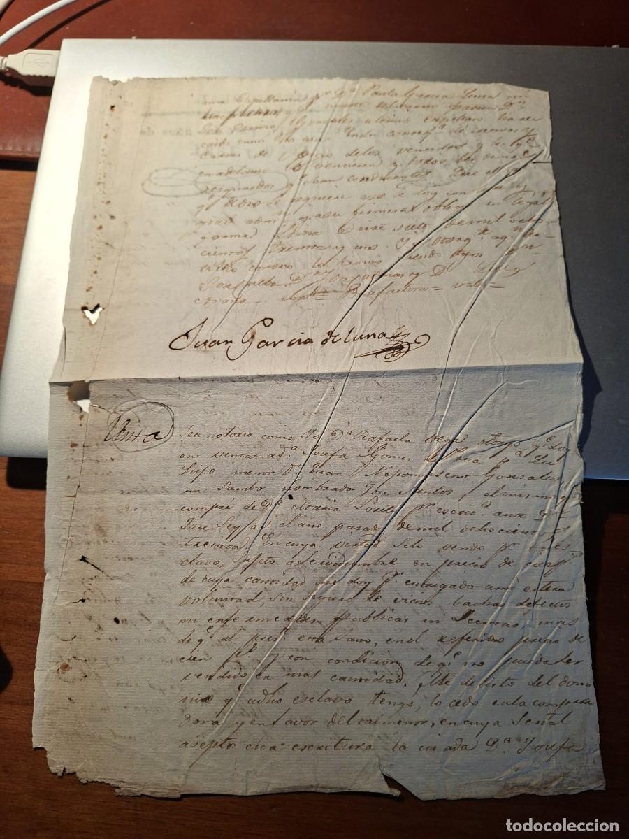 Manuscritos antiguos: venta de esclavo negro