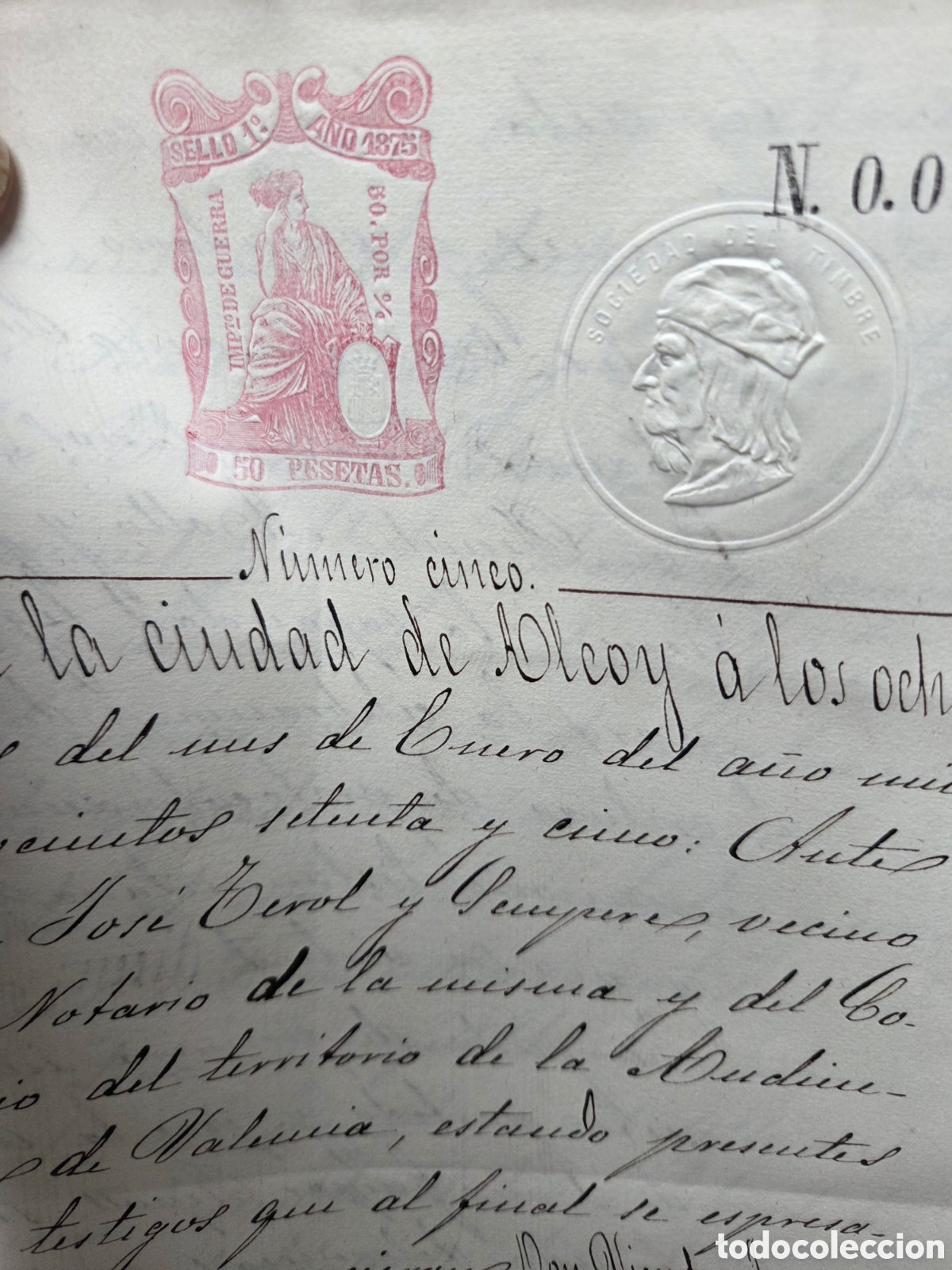 Manuscritos antiguos: Alcoy 1875 Escritura de Protocolizaci&oacute;n testamentaria. - Foto 2