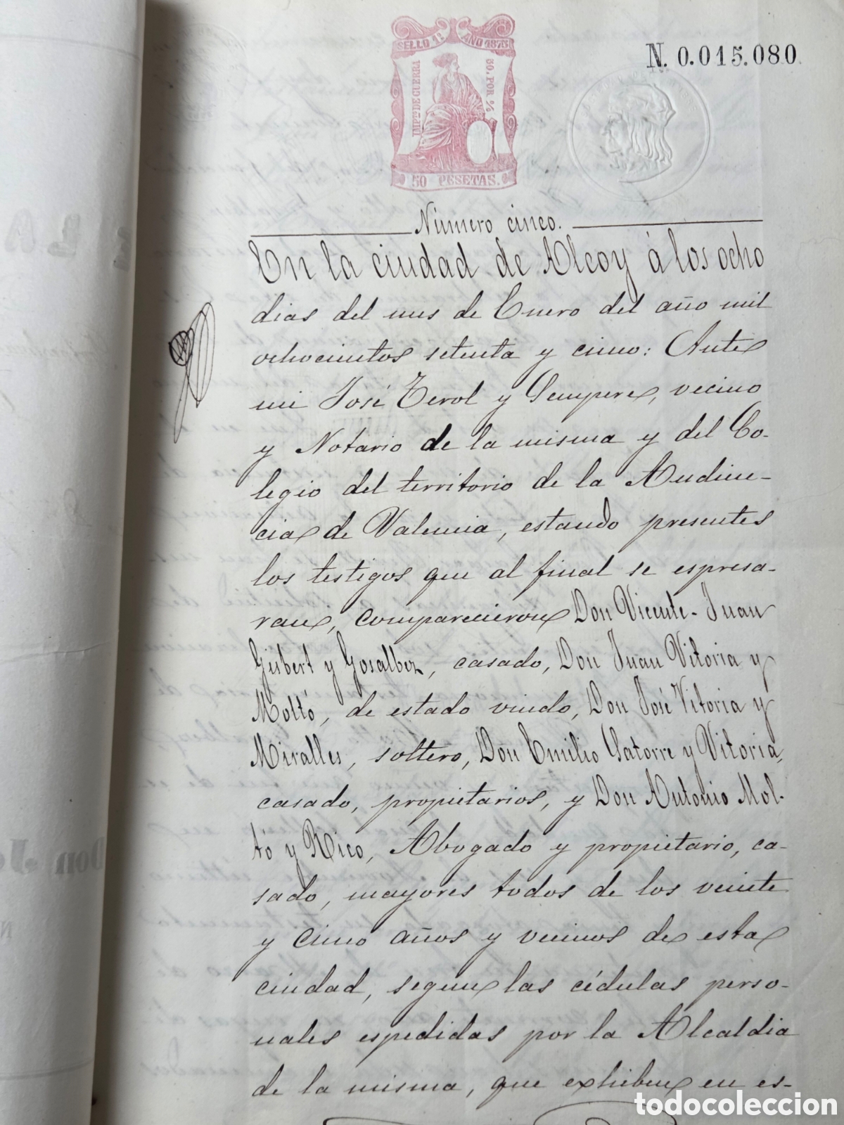 Manuscritos antiguos: Alcoy 1875 Escritura de Protocolizaci&oacute;n testamentaria. - Foto 3