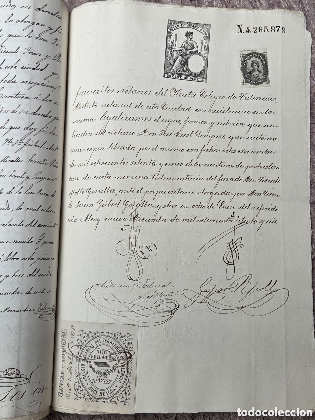 Manuscritos antiguos: Alcoy 1875 Escritura de Protocolizaci&oacute;n testamentaria. - Foto 8