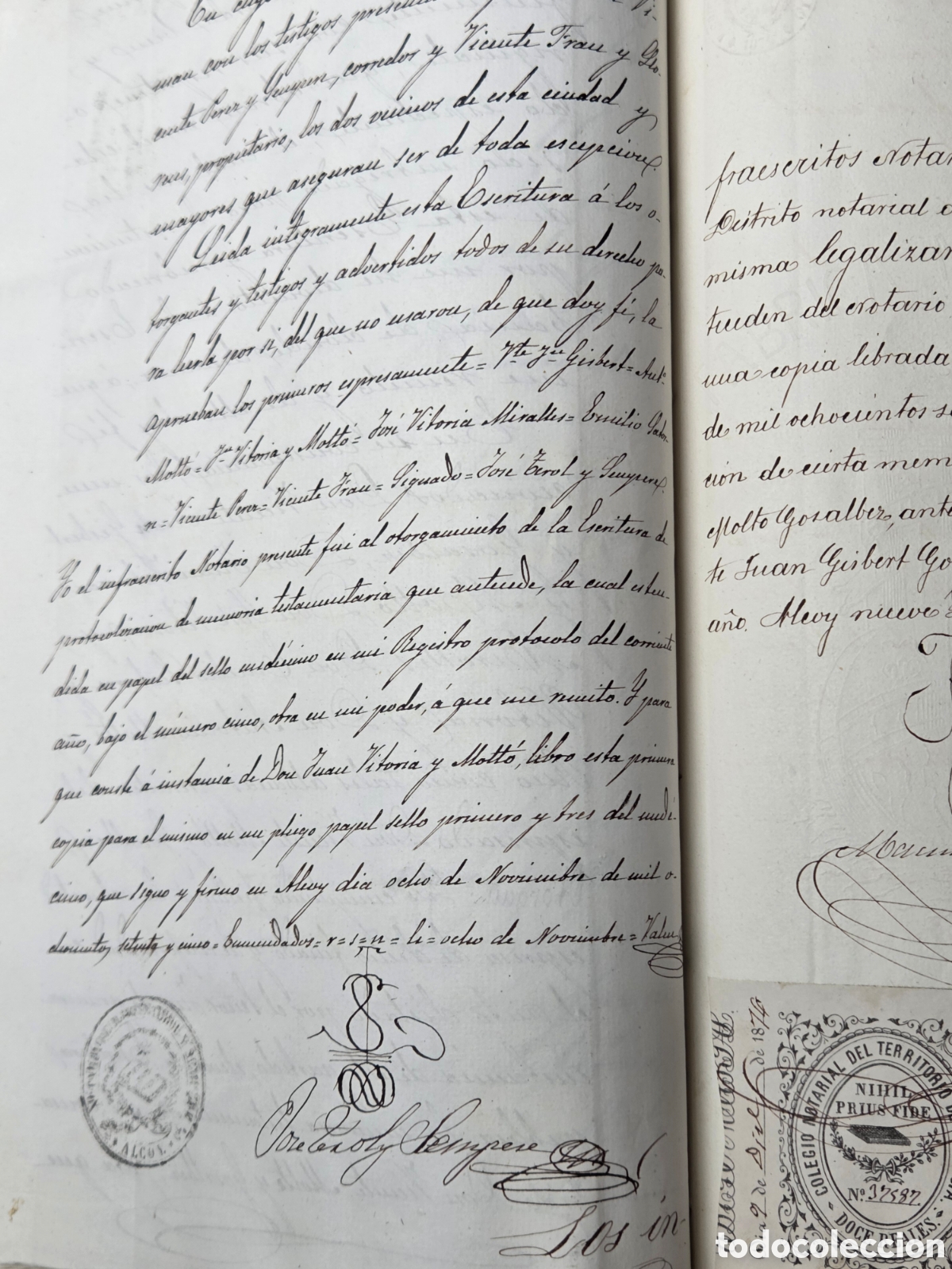 Manuscritos antiguos: Alcoy 1875 Escritura de Protocolizaci&oacute;n testamentaria. - Foto 9