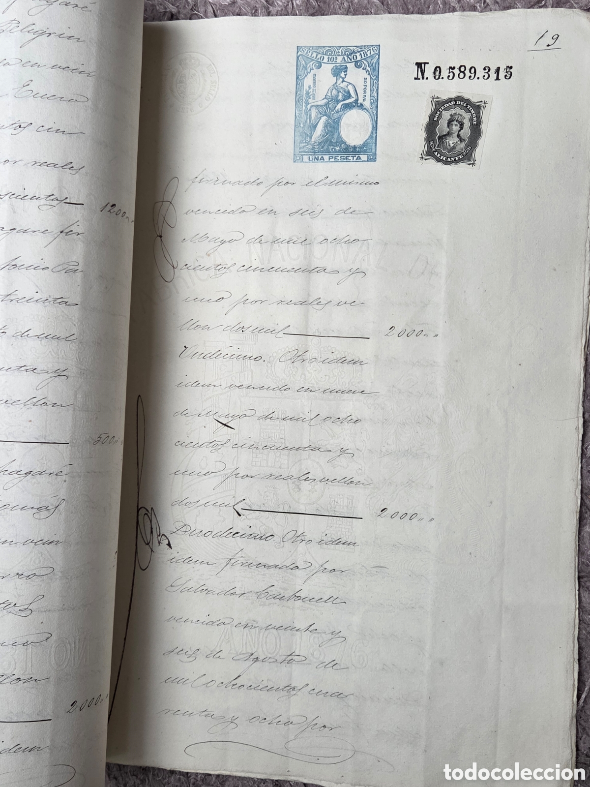 Manuscritos antiguos: ALCOY 1876 ESCRITURA NOTARIAL - Foto 3