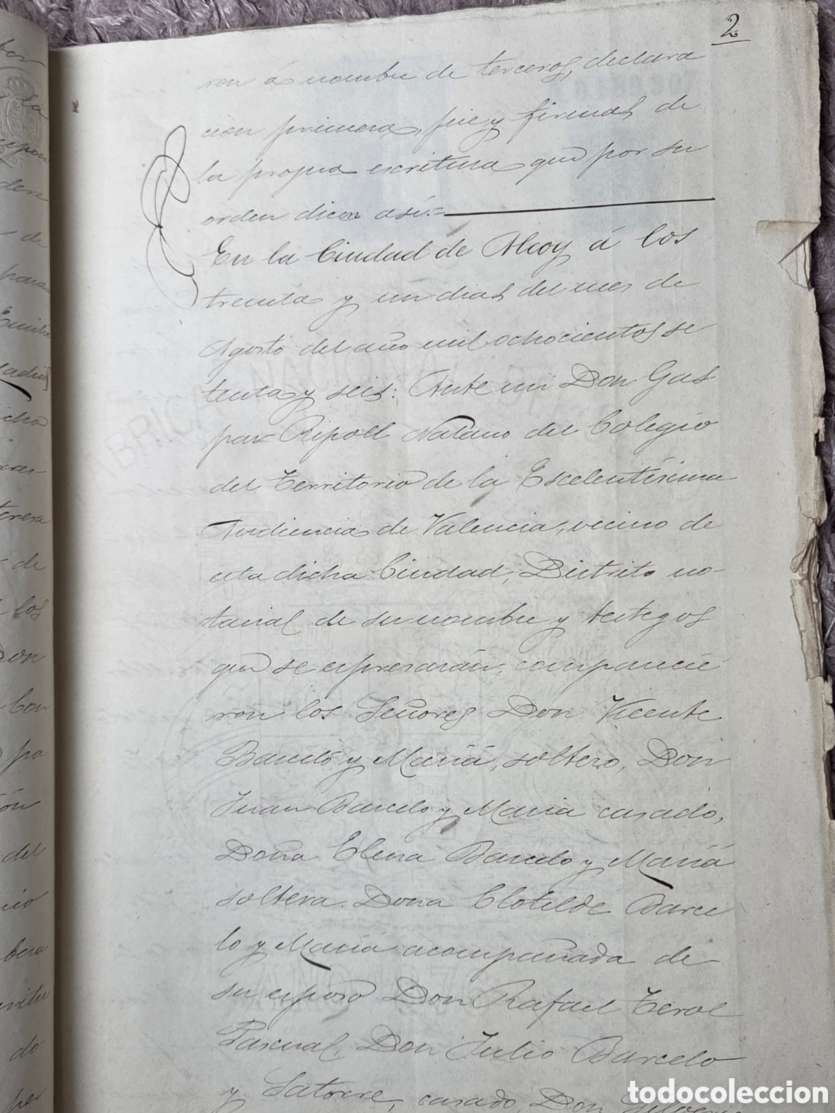 Manuscritos antiguos: ALCOY 1876 ESCRITURA NOTARIAL - Foto 6