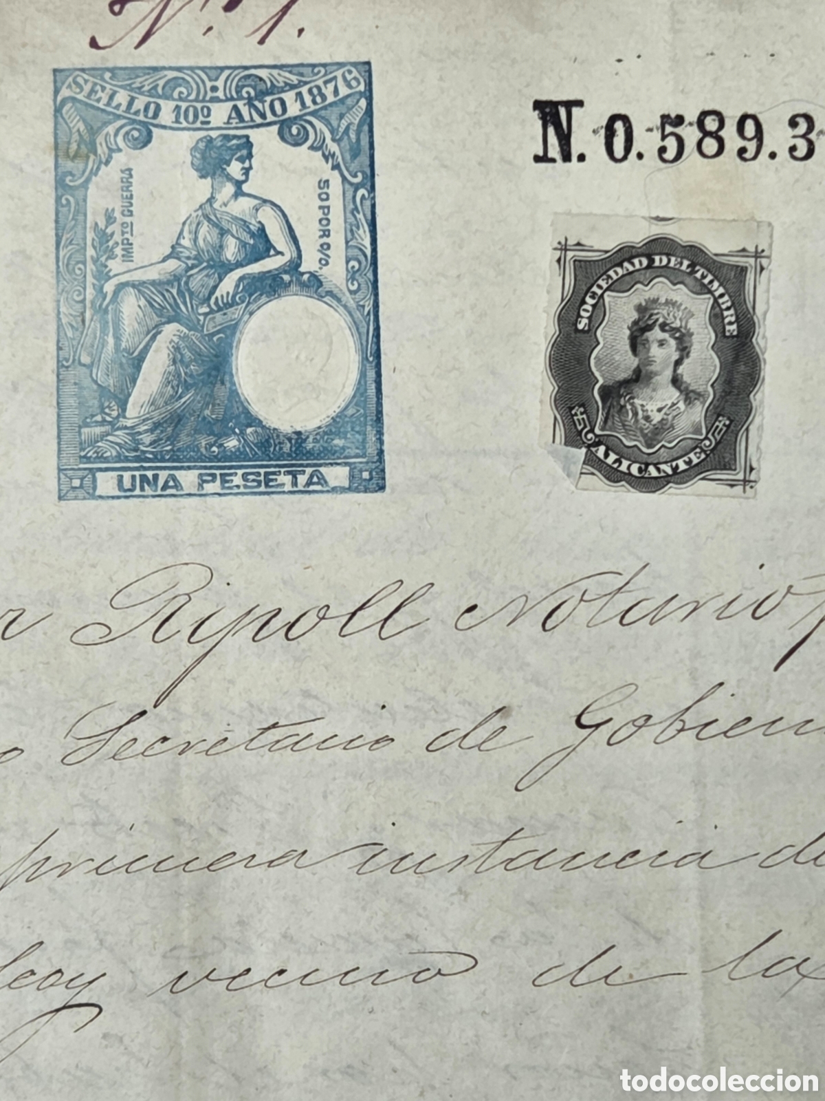 Manuscritos antigos: ALCOY 1876 ESCRITURA NOTARIAL