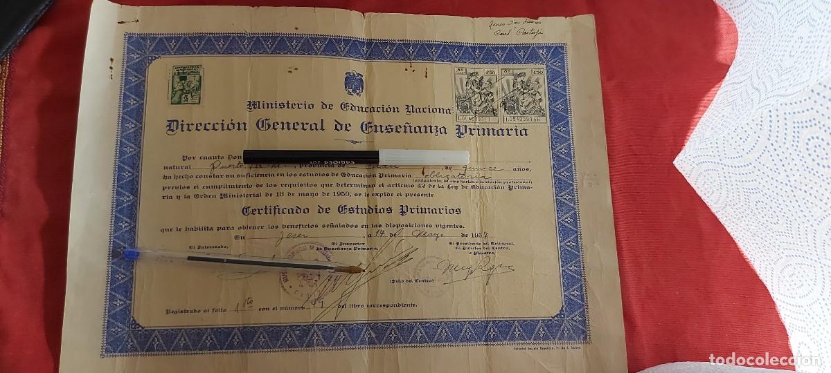 Manuscritos antiguos: CERTIFICADO DE ESTUDIO PRIMARIO A&Ntilde;O 1957 (( PEDIDOS M&Iacute;NIMOS 10 &euro; ) CAJA N.&ordm; 6