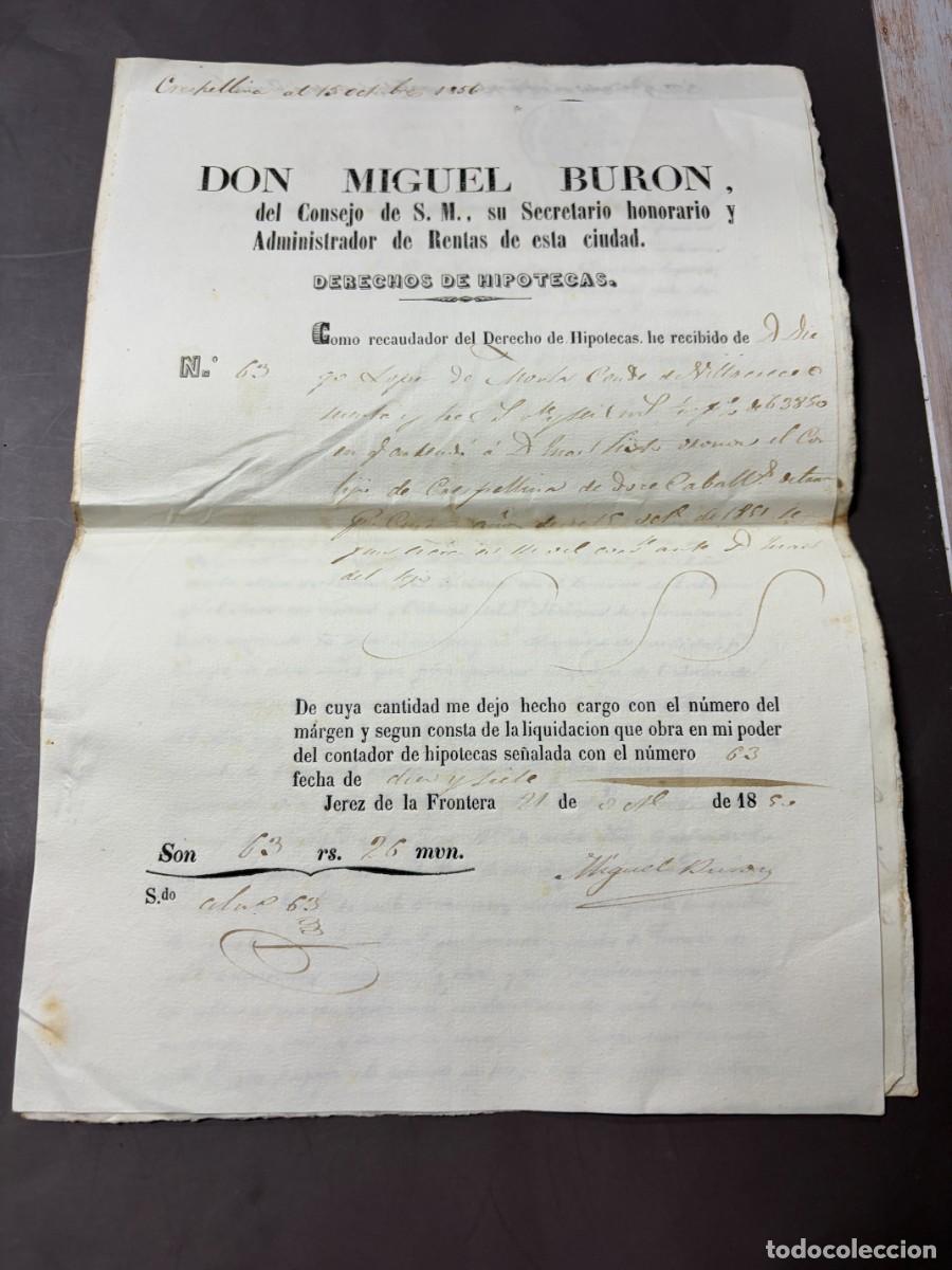 Ancient Manuscripts: JEREZ DE LA FRA. - C&Aacute;DIZ, 1850. ARRENDAMIENTO Y DERECHOS DE HIPOTECAS. VER/LEER.