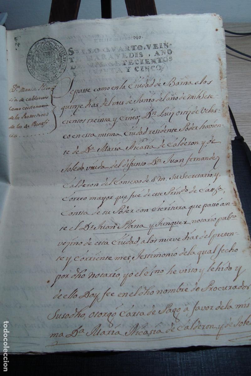 Manuscritos antigos: ANTIGUO MANUSCRITO MARIA NICASIA DE CALDERON TOLEDO. CASA CARIDAD IGLESIA CATEDRAL. BARCELONA 1735