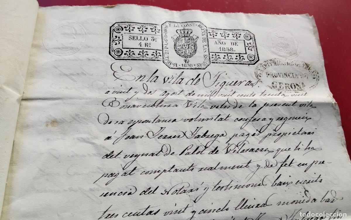 Manuscritos antiguos: FIGUERES ,MANUSCRITO CON TIMBROLOGIA A&Ntilde;O1838 , 5 PAG