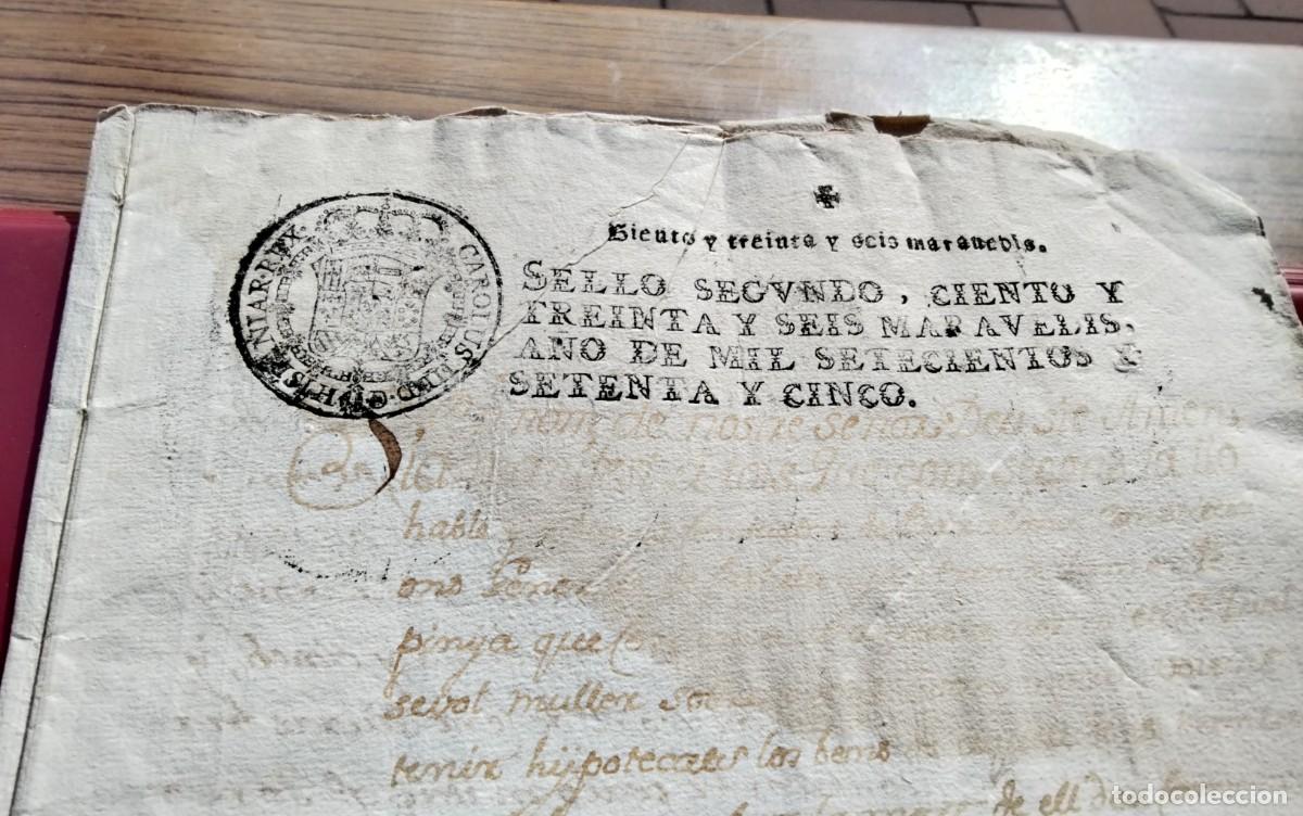 Manuscritos antiguos: CASTELLO DE AMPURIAS MANUSCRITO CON TIMBROLOGIA A&Ntilde;O 1775 5 PAG , SELLO SEGUNDO