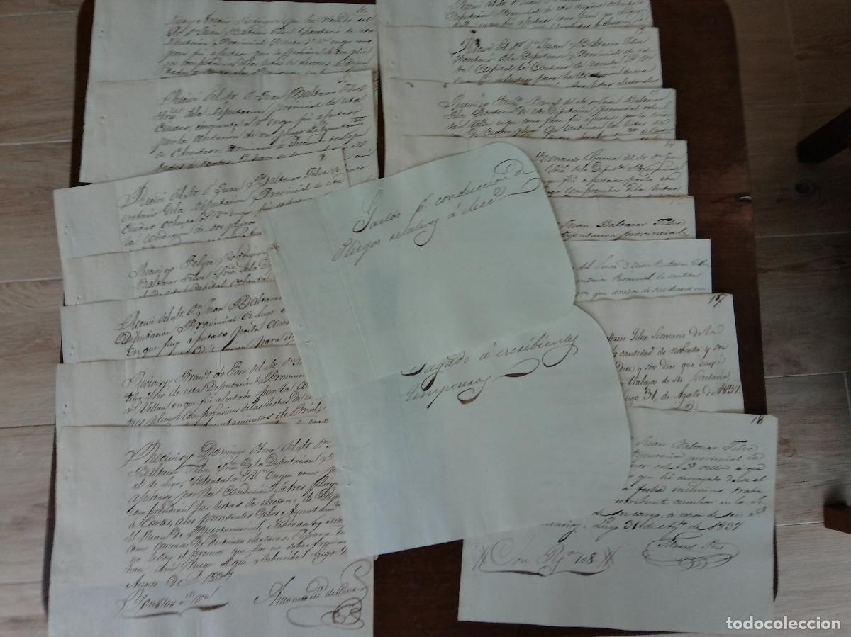 Ancient Manuscripts: Cosario Lugo 1837. Gastos por conducci&oacute;n de pliegos relativos a elecciones. 15 ejemplares.