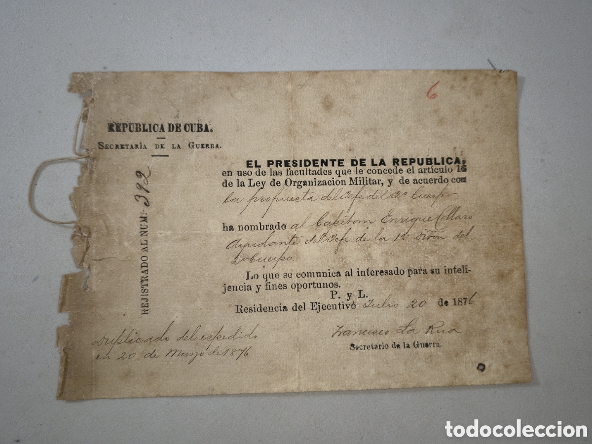 Manuscrits anciens: Cuba, guerra de cuba,muy raro ascenso guerra del 68