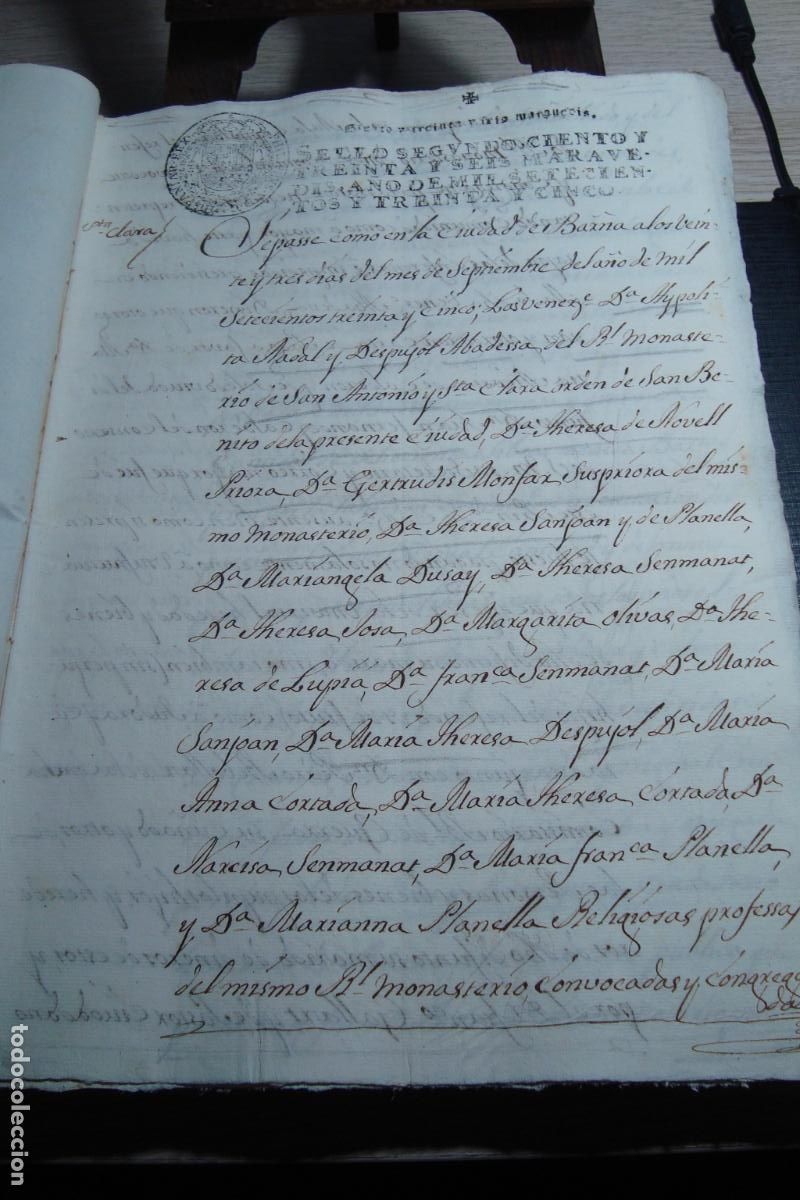Manuscrits anciens: MANUSCRITO ABADESA HYPOLITA NADAL DESPUJOL MONASTERIO SAN ANTONIO SANTA CLARA BARCELONA 1735.