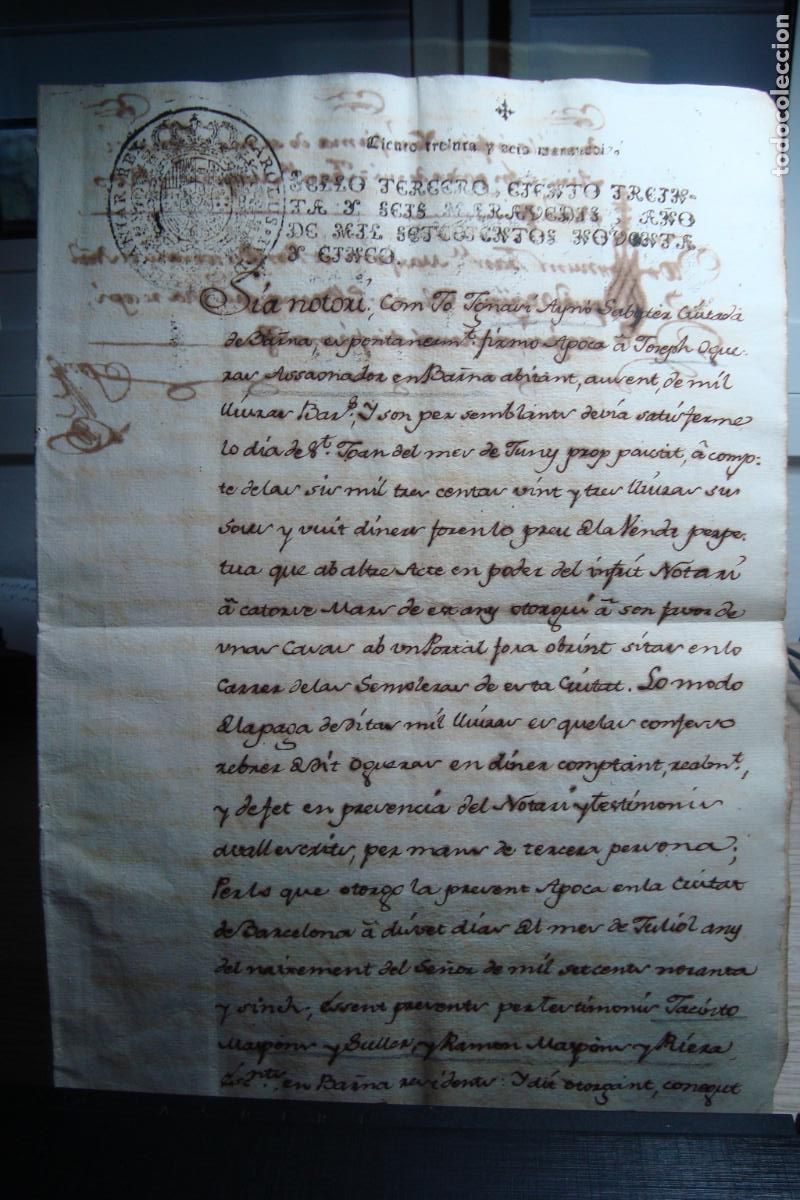 Manuscritos antiguos: ANTIGUO MANUSCRITO JONASI AYNO SABATER. BARCELONA 1795