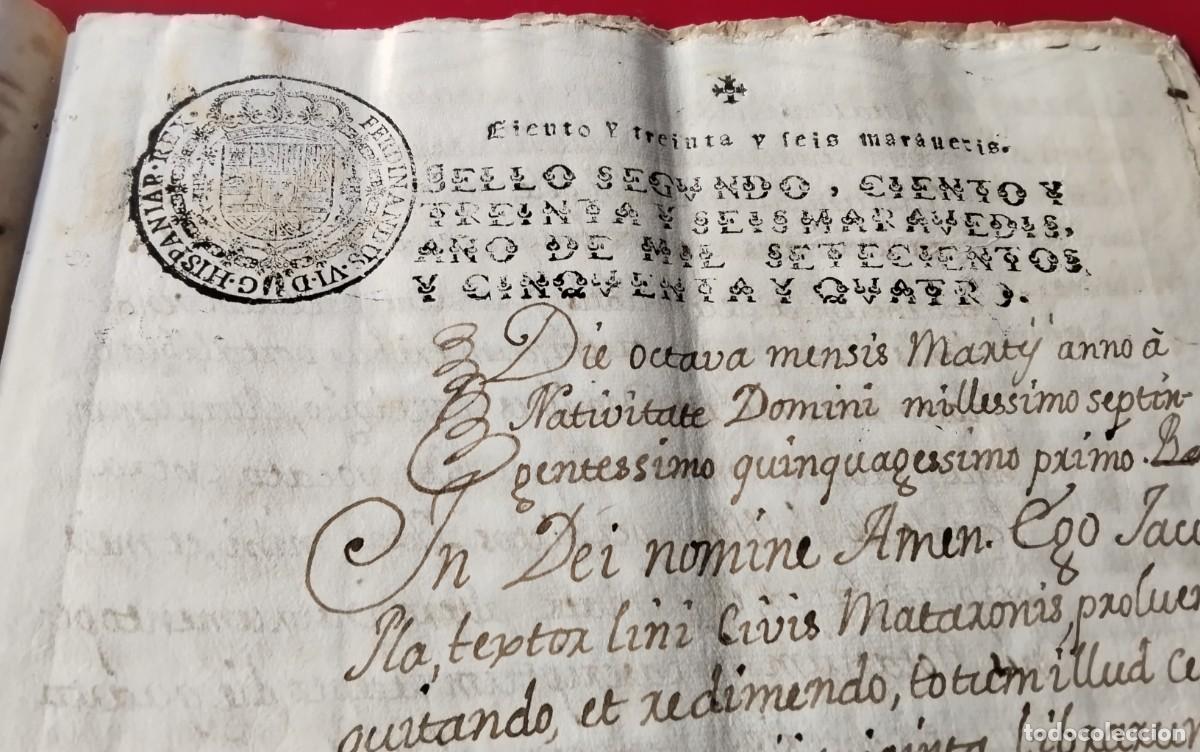 Ancient Manuscripts: BARCELONA MANUSCRITO CON TIMBROLOGIA A&Ntilde;O 1754 8 PAG , SELLO SEGUNDO