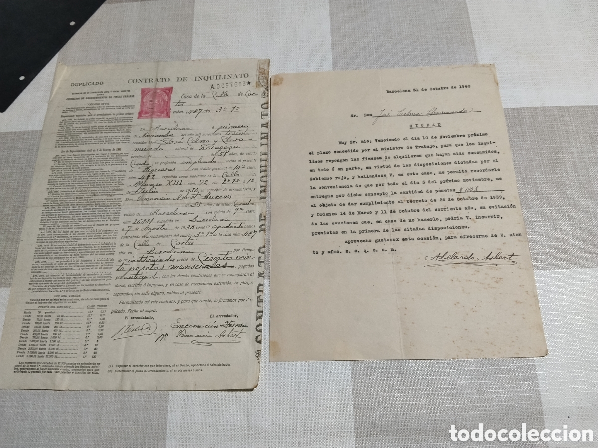 Manuscritos antigos: Papel vencimiento plazo concedido por el ministro de trabajo inquilinos finanzas de alquileres 1940