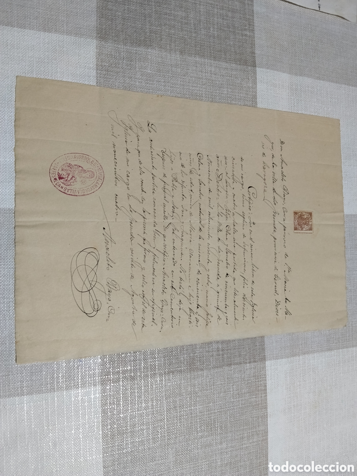 Manuscritos antigos: Certificado Don Anacleto Bayo,cura de La Fresneda, Teruel 1904