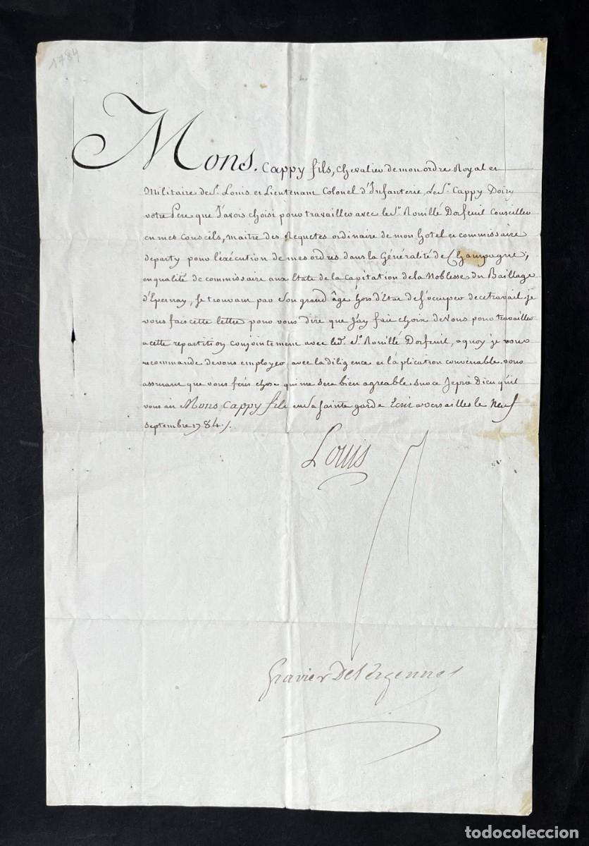 Manuscrits anciens: LOUIS XVI &ndash; Carta firmada &ndash; Nombramiento de consejero &ndash; 1784