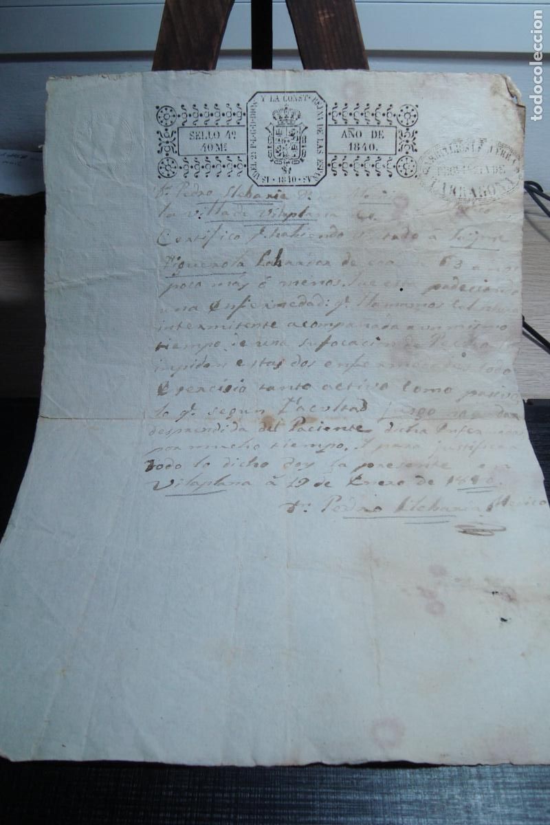 Alte Manuskripte: MANUSCRITO PEDRO LLEBARIA DOCTOR EN MEDICINA MEDICO. VILAPLANA TARRAGONA 1840. JAYME FIGUEROLA