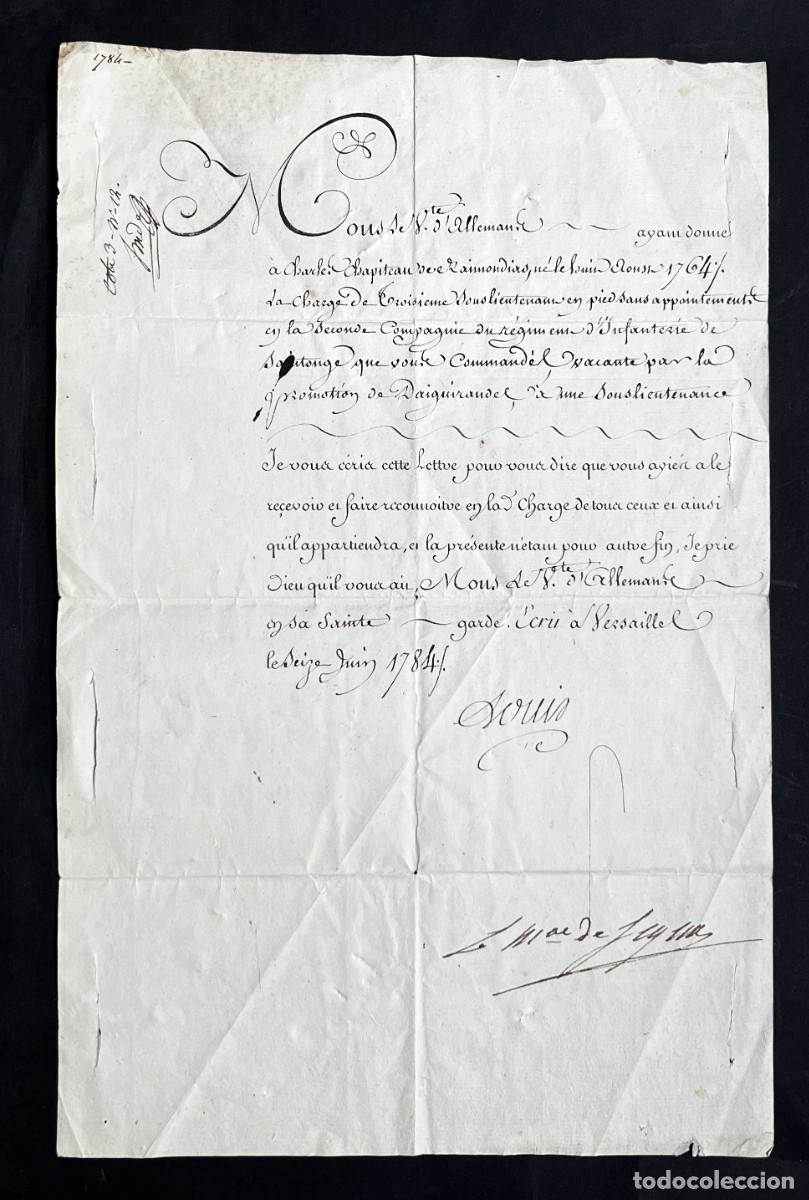 Manuscritos antiguos: LOUIS XVI &ndash; Carta firmada &ndash; Saintonge &ndash; 1784