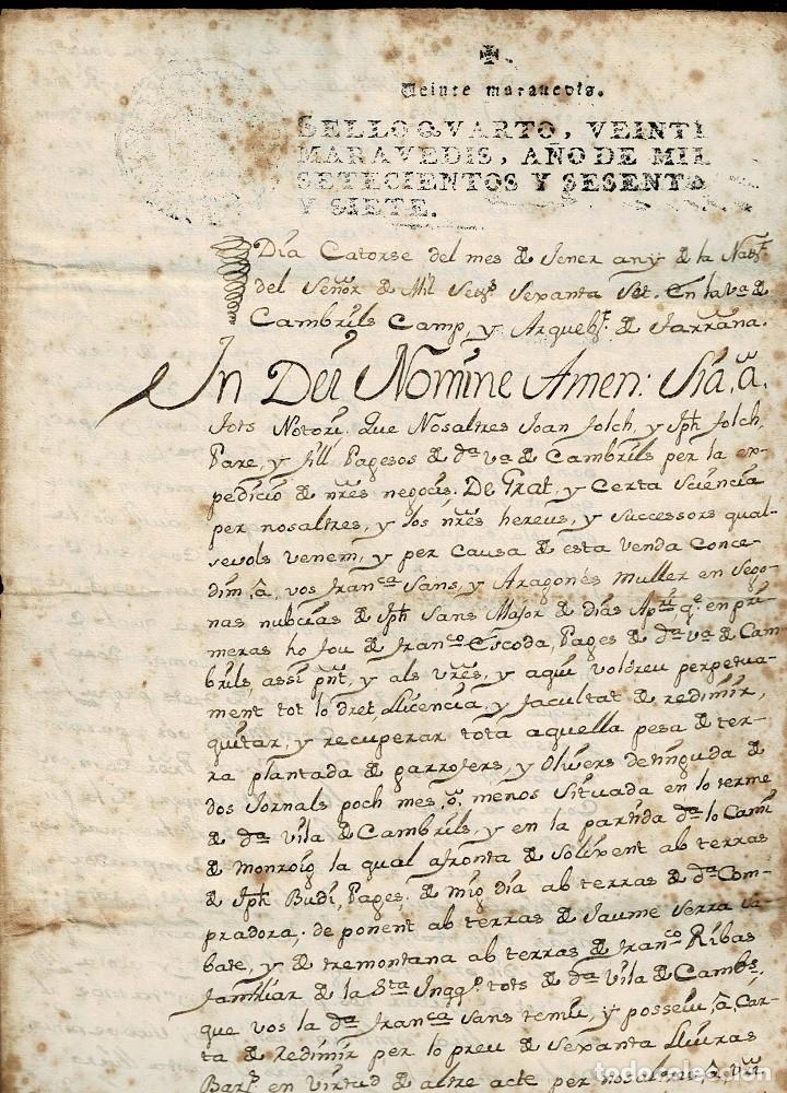 Manuscritos antiguos: L18-4-12 TIMBROLOGIA FISCAL Documento DIPTICO con sello QUARTO de 20 MARAVEDIS de 1767.