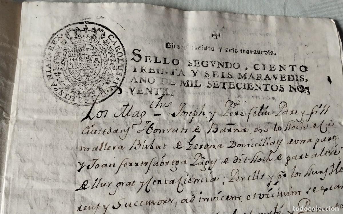 Manuscritos antiguos: BARCELONA- JAFRE MANUSCRITO CON TIMBROLOGIA A&Ntilde;O 1790 , 3 PAG , SELLO SEGUNDO